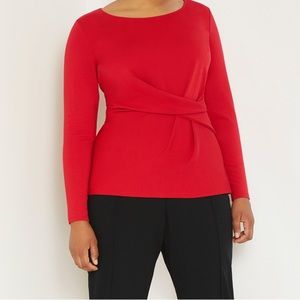 Eloquii Long Sleeve Twist Red Plus Size 18 Top
